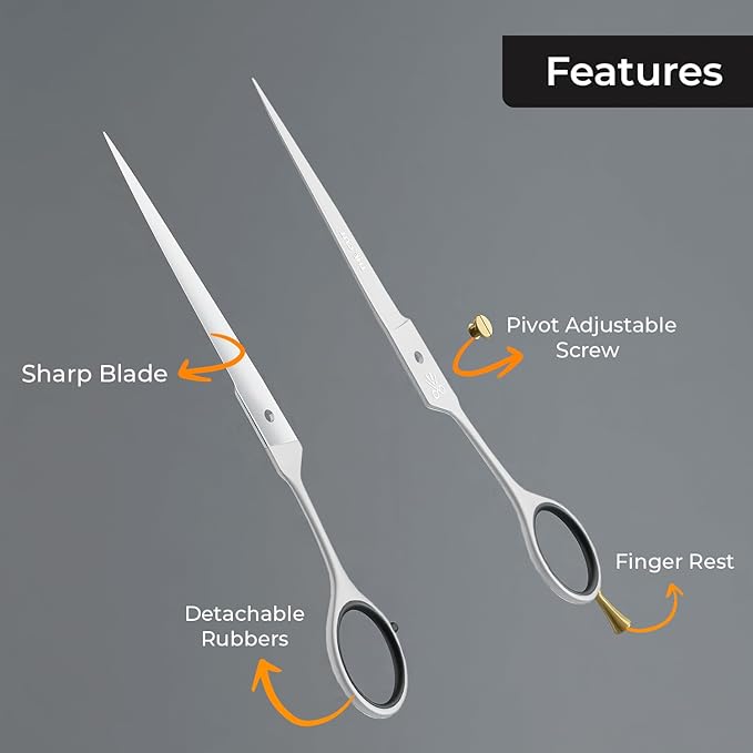 The Cut Factory- 6.5” Professional Hair Scissors - High Carbon 420 Stainless Steel Hair Cutting Scissors, Ultra-Sharp Barber Shears for Salon & Home (WHITE)