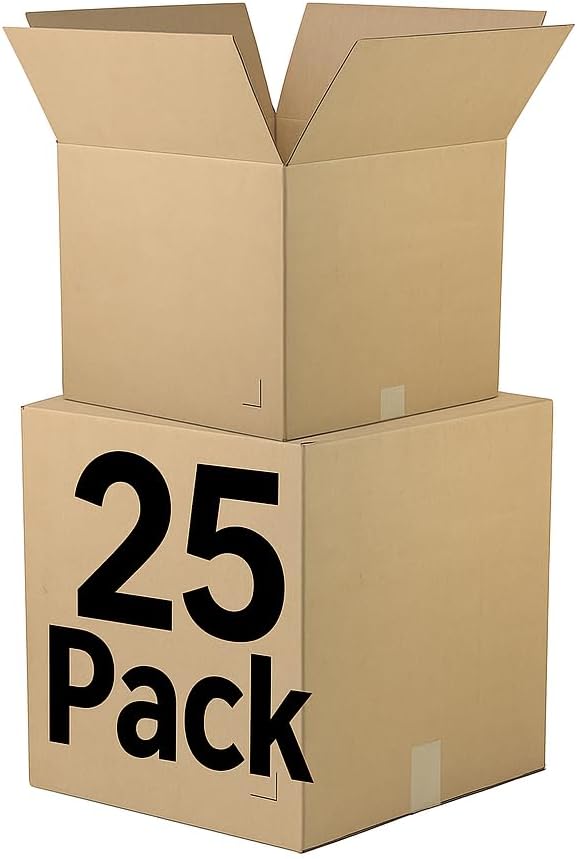 The Boxery 12"x12"x12" Brown/Kraft Corrugated Cardboard Shipping Boxes 25-Pack | Mailing, Packing, Moving & Storage for Business/Home – Durable - Eco-Friendly, Recyclable - Made in the USA