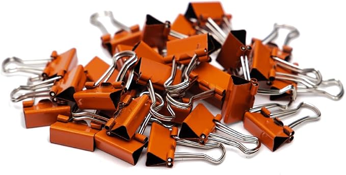 JAM PAPER Colorful Binder Clips - Extra Small - 3/5 Inch (15 mm) - Orange Binderclips - 30/Pack