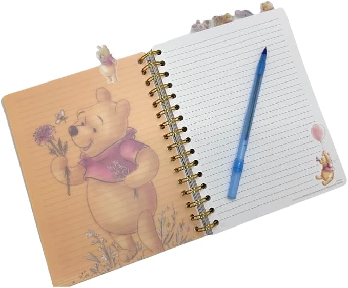 Disney Winnie the Pooh Tab Journal Notebook, Spiral Bound, 144 Lined Pages, 8 x 7 inches