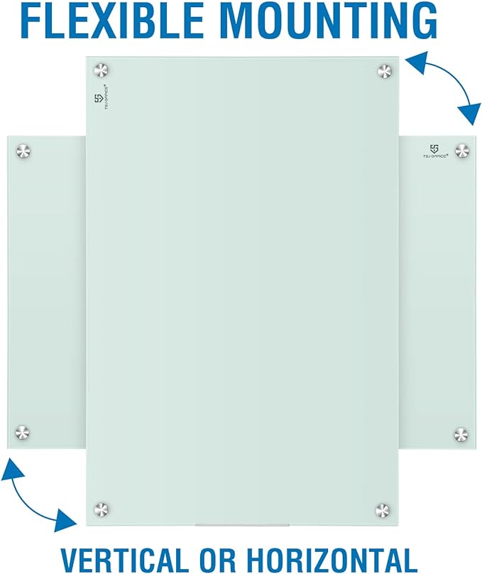 Glass Dry-Erase Board - 48 x 32 Inches Wall Mounted Glass Magnetic Whiteboard, Large Frameless White Board for Office, Home & School