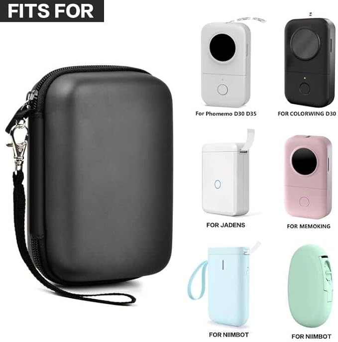 PAIYULE Hard Carrying Case for Phomemo D30 D35 Label Maker, Label Printer Case for Nelko P21, for NIIMBOT D110 D11, for Marklife P11 P12, for SUPVAN E10, Protective EVA Storage Bag with Mesh Pocket