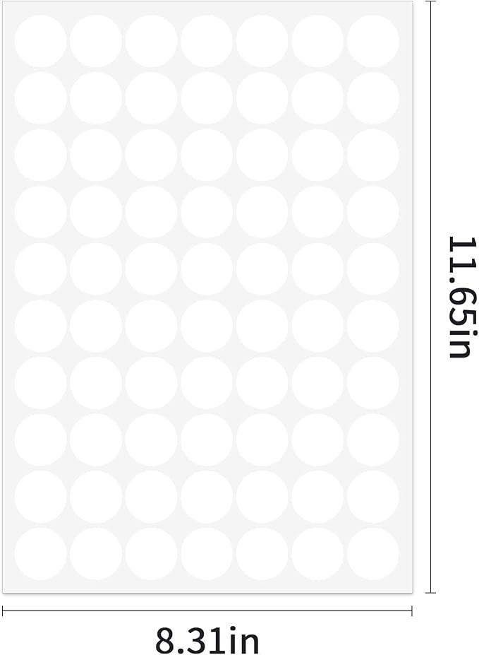 1" White Dot Stickers 1050 PCS Circle Round Colored Coding Label | Used for manual labor in kindergartens, garage yard price sales, organizing activity color groups,marking spice bottles