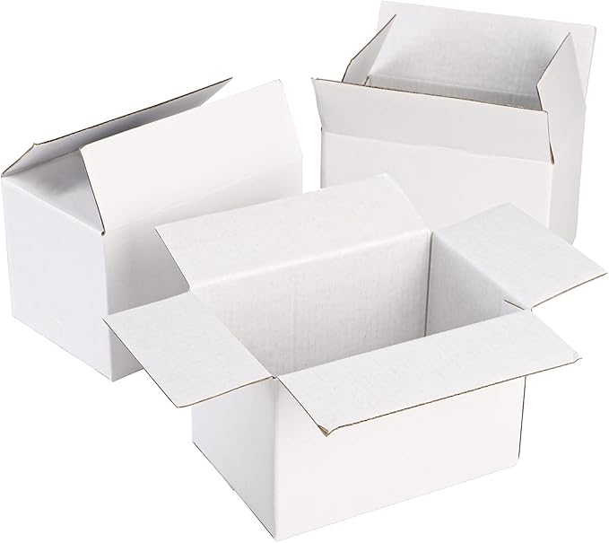 Peohud 40 Pack Small Cardboard Boxes, 6 x 4 x 4 inches Mailing Boxes, Corrugated Packing Shipping Storage Carton Box, White