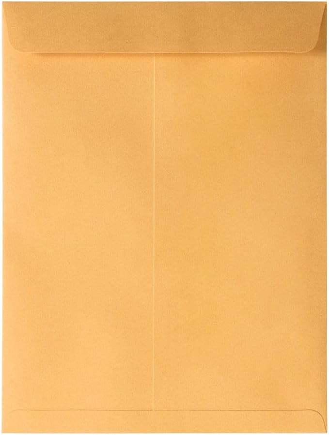LUXPaper 9 x 12 Open End Envelopes | Peel & Press | Brown Kraft | 28lb. Text | 50 Qty