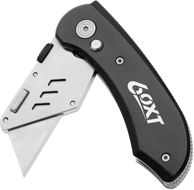 Utility Knife Folding Safety Lock Quick Change with 10 Extra SK5 Replacement Blade Lightweight Aluminum Handle & Pocket Clip Multi-Use Box Cutter Office Home Art Diy Great Gift Choice (New.Black)