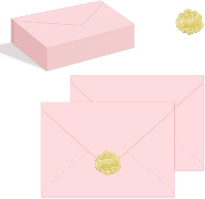 A2 Envelopes Pink V-Flap 4.375"x5.75" Invitation Envelopes 30pk | 150GSM Thick Premium Paper,Protecting Privacy,for 4x5 Photos,Cards,Birthday,Party,Announcements,Baby Shower,with Stickers