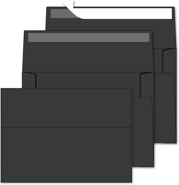 4x6 Envelopes For Invitation A4 Envelope white,50 pack 4x6 card Envelopes Self Seal,for weddings, greeting cards,baby shower,photos,birthday (50, Black, A4)