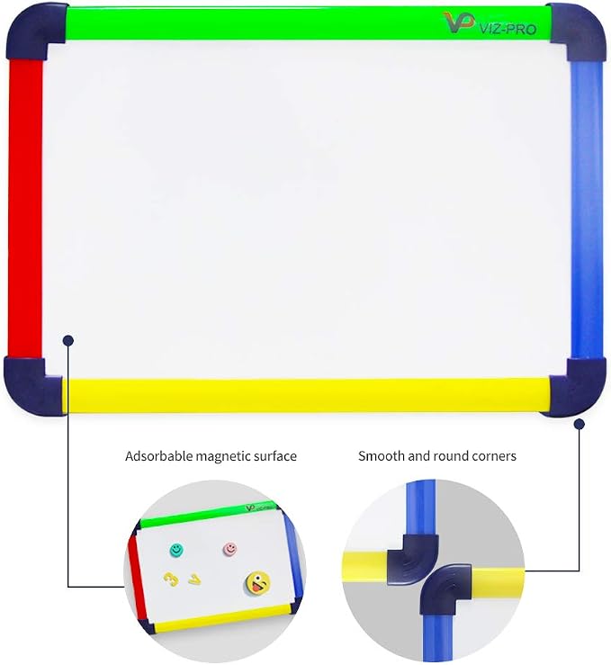 VIZ-PRO Small Dry Erase Whiteboard, Colored Frame, 16" x 12" | Portable Mini White Board for School Office Home, Easy to Write and Erase