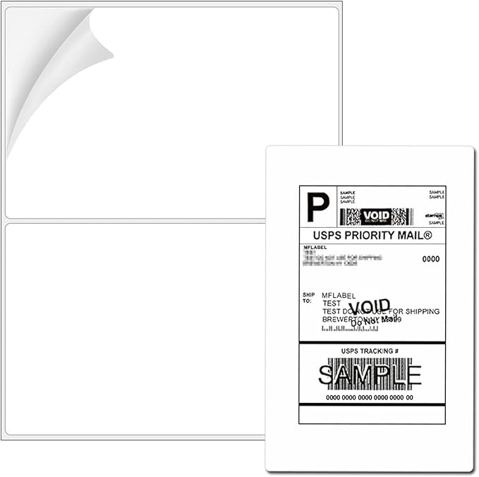 Coopaty Half Sheet Shipping Labels 8.5" x 5.5" Sticker Labels for Laser & Ink Jet Printers, 2 Per Page Self Adhesive Mailing Labels for Packages (8000 Labels)
