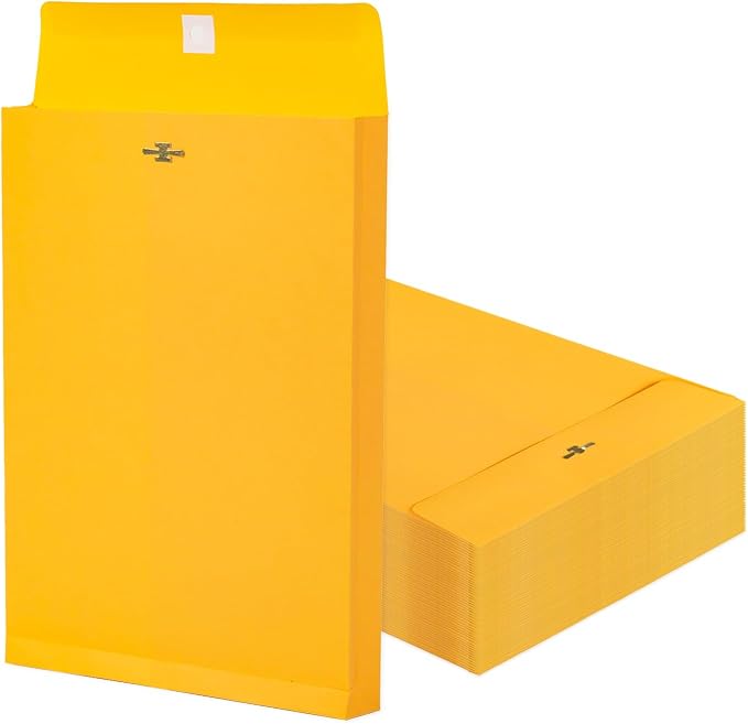 Goefun 50 Pack 9x12 Expanable Manilla Envelopes | 180 GSM Heavyweight, Clasp and Gummed Seal, 8.5 x 11 for Documents, Home, Business, School Use, Yellow