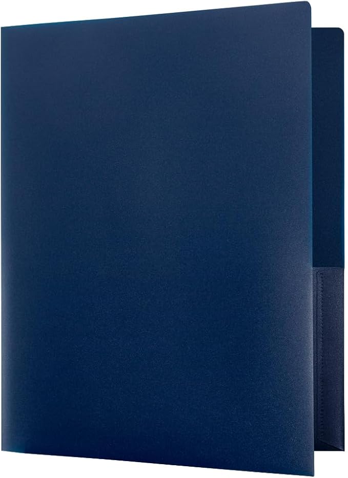 JAM PAPER Plastic 2 Pocket POP Folders - Durable School Folders - Assorted Professional Colors - 6/Pack