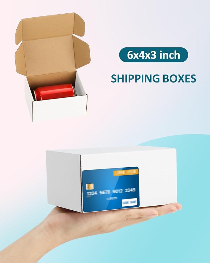 Shipping Boxes 6x4x3 inches Small Mailing Boxes 50 Pack White Cardboard Corrugated Box Mailers