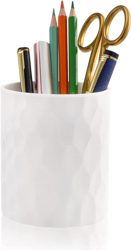 minimaliving Pen Holder,Nordic Style Silicone Waterproof Pencil Holder for Desk Simple&Modern Minimalist Makeup Organizer Multifunctional Office Supplies for Home,Kids and School (White)