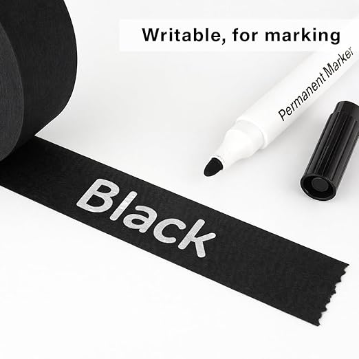 3 Pack Black Painters Tape - Masking Tape 1 Inch Wide - Multi-Surface, Smart Adhesion, Indoor & Outdoor - 270FT Total - Paint Tape for DIY, Labeling, Art, Car, General Purpose (#3910)
