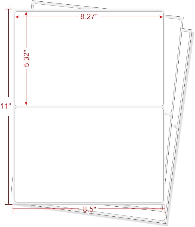Half Sheet Laser & Inkjet - Rounded Corner Shipping Address Labels - 5-1/2" X 8-1/2" (200 Labels)