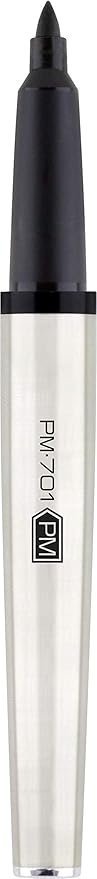 Zebra Pen, PM-701 Permanent Marker, Fine Bullet Point, Black Ink, Stainless Steel Barrel, Refillable, Cap Off Time of 120 Hours, Weighted Design with Metal Clip, 1-Pack (65111)
