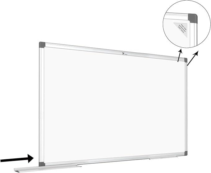 TOWON Magnetic Dry Erase Board 72x40 in, Aluminum Frame, Silver Border | Large wall mounted white board with markers, pen tray, magnets and cleaning wipe for office and classroom