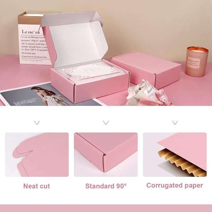 Shipping Boxes Small 6x4x2 Inches, Pink Cardboard Boxes for Packaging, Corrugated Mailing Boxes for Small Business (Pack of 20)