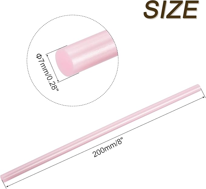uxcell 12pcs Full Size Hot Glue Sticks for Glue Gun 0.27 x 8 Inch Small Glue Sticks, 7 x 200mm Metallic Pink
