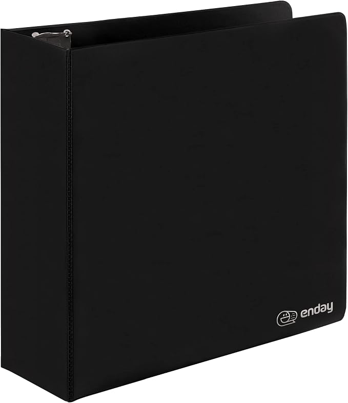 Enday 3 Inch Binder Black 3 Ring Binder 3 Inch, Heavy Duty Three Ring Binder, 600 Sheets Capacity - 3 Inch Binder for Home School and Office
