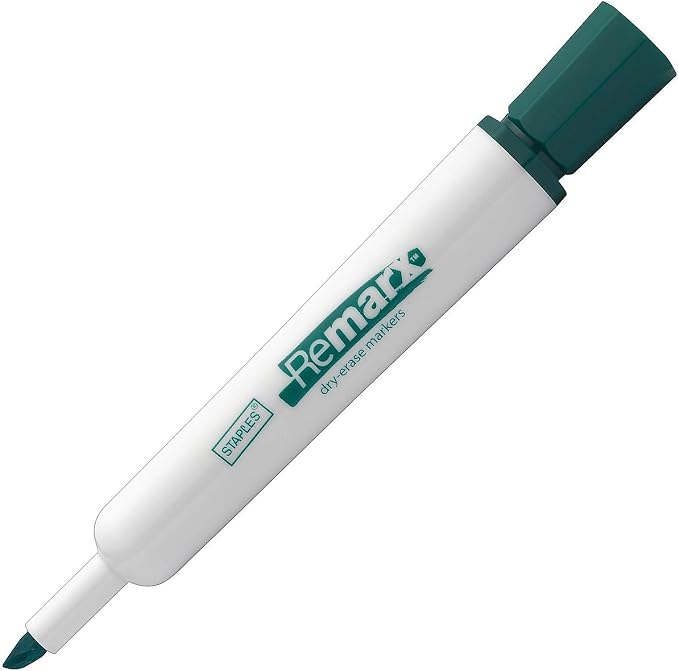 STAPLES Remarx Dry Erase Markers, Broad Tip, Green, 12-Pack | Bold whiteboard markers for offices, schools, and planning boards.