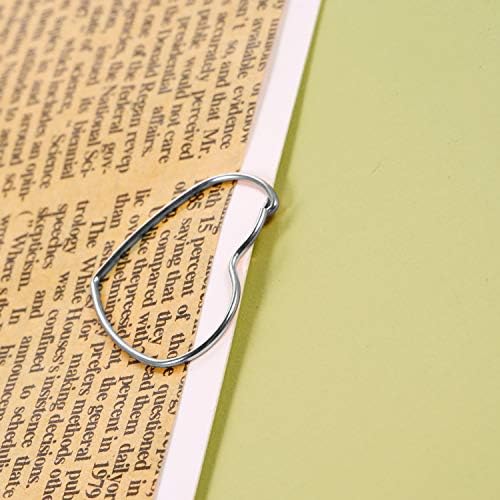 Jetec 100 Pcs Heart Paper Clips Mini Heart Shaped Stainless Steel Paperclips Cute Silver Metal Clips Fancy Decorative Bookmark for Wedding Baby Shower Office Stationery School Document Note Sorting