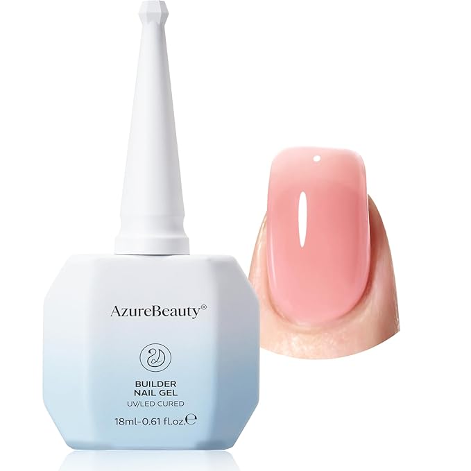 AZUREBEAUTY Builder Nail Gel, 18ml 7-in-1 Jelly Peach, Beginner Friendly, 30-Day Nail Strengthener Extension Glue, For Home Salon DIY & Gifts