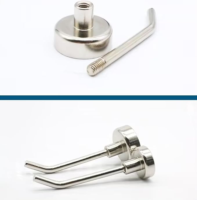 Strong Magnetic Hooks, 10 Pcs, 2.2 Inch Long, Silver, SS Magnet Hooks for Hanging Strong, Buttom - 0.79 Inch, Refrigerator, Kitchen, Whiteboard, Towel, Grill, Fridge, Garage