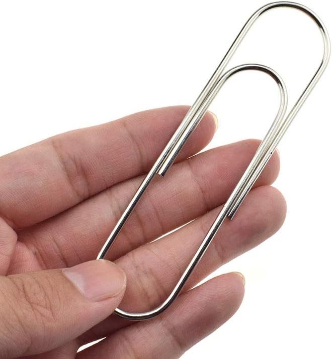 HAHIYO Paper Clips Sturdy 4 inches Length 14 Pack Paperclips Heavy Duty Tight Grip Rust Proof Reusable Metal Bright Silver for Home Office School