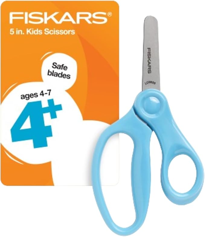 Fiskars 5" Blunt-Tip Scissors for Kids Ages 4-7, For School or Crafting, Turquoise (Pack of 1)