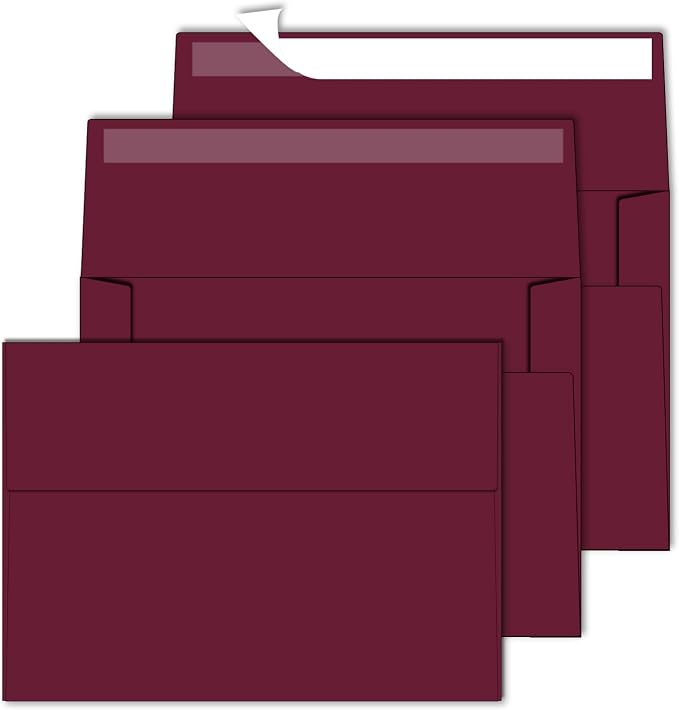 A2 Envelopes 200 Pack Envelopes for Invitations（Burgundy Red）