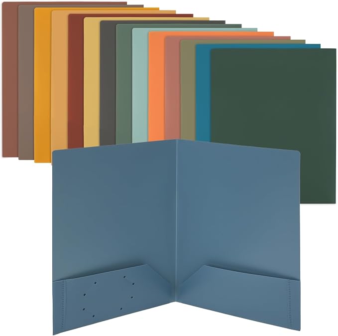 Mr. Pen- Plastic Folders with Pockets, 15 pcs | Aesthetic File Folder with Business Card Slot, 2-Pocket Folder, Back to School, Office, Filing Supplies