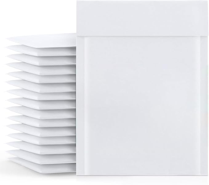 PSBM #6 50 PCS 12.5 x 19 Inch White Kraft Bubble Mailers, Cushion Padded Envelopes, Self-Sealing Peel-Off Strip, Ideal for Shipping CD, DVD, Jewelry, Photos, Magazine, Books, Clothes and More