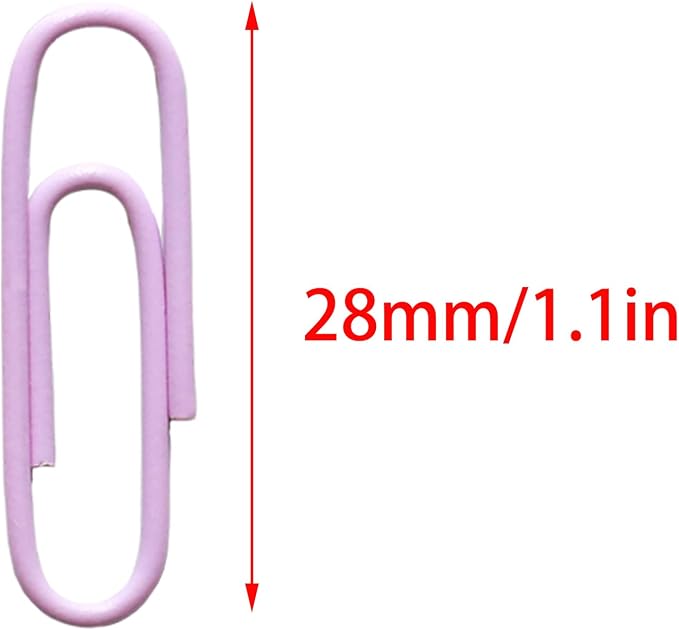 100 Pcs Purple Paper Clips, 1.1 Inch (28mm) Colorful Paperclips | Vinyl Coated, Colored Paper Clips, Rust Proof, for Office, School, DIY, Bookmarks and Document Organization