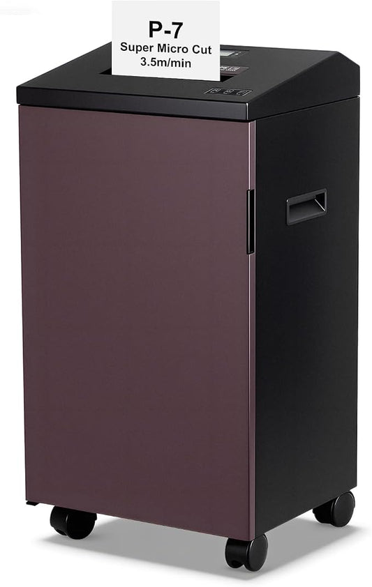 Wingwise P-7 High Security Commercial Paper Shredder Heavy Duty for Office | 5 Sheets, 1*1.2mm Super Micro Cut, 20 Mins Runtime, 11.9 gal
