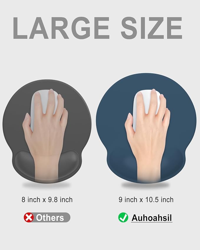 Auhoahsil Mouse Pad, Ergonomic Mouse Pad with Wrist Rest, Pain Relief Computer Gel Mouse Pad Wrist Support for Laptop, Mousepad with Non-Slip PU Base, Mouse Pads for Desk, Navy Blue
