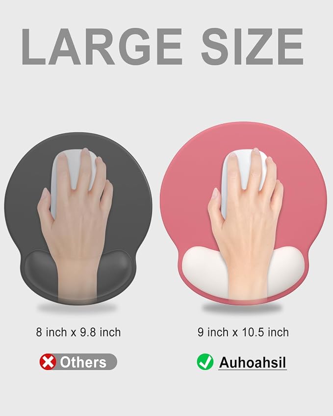 Auhoahsil Ergonomic Mouse Pad with Wrist Rest, Comfortable Silicone Non-Slip Computer Pain Relief Gel Mouse Mat with Wrist Support for Gaming, Work, Office, Women & Men, Cute Pattern, Pink Beige