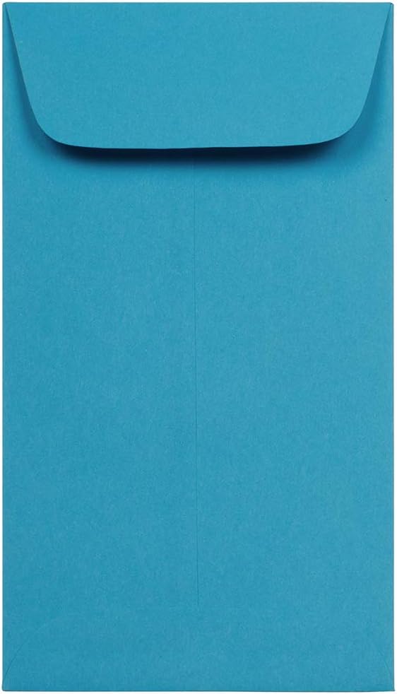 JAM PAPER #5.5 Coin Colored Business Envelopes - 3 1/8 x 5 1/2 - Blue Recycled - 50/Pack