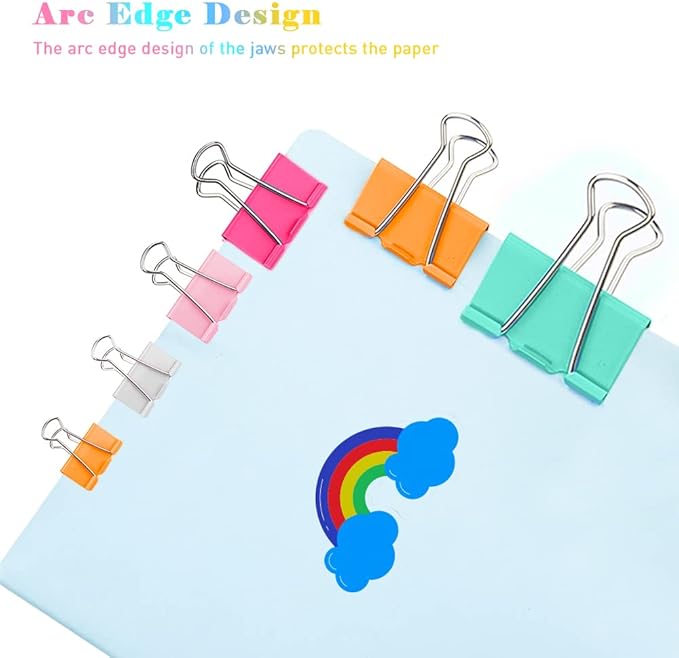 Small Binder Clips, 40 Pack, 3/4 Inch, Standard 19mm, White, Capacity 0.31 Inch, Mini Paper Clips, Fold Clamp, Office and School Supplies