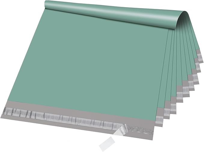 Metronic Poly Mailers 12x15.5 100 Pack Medium Shipping Bags for Clothing | Strong Self-Seal Mailers Poly Bags Shipping Envelopes, Thick Mailing Bags Package Bags for Small Business, Grayed Jade Green