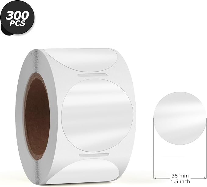 Transparent Round Thermal Labels 1.5 Inch Waterproof Stickers 300 PCS