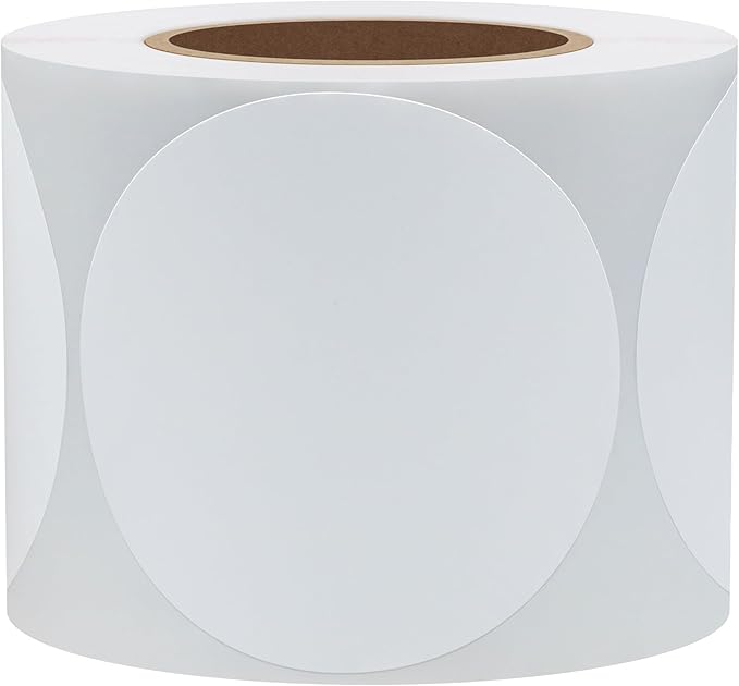 Hybsk White Color Coding Dot Labels Round Semi Gloss Paper Stickers Adhesive Label - DO NOT Support Printing(2 inch)
