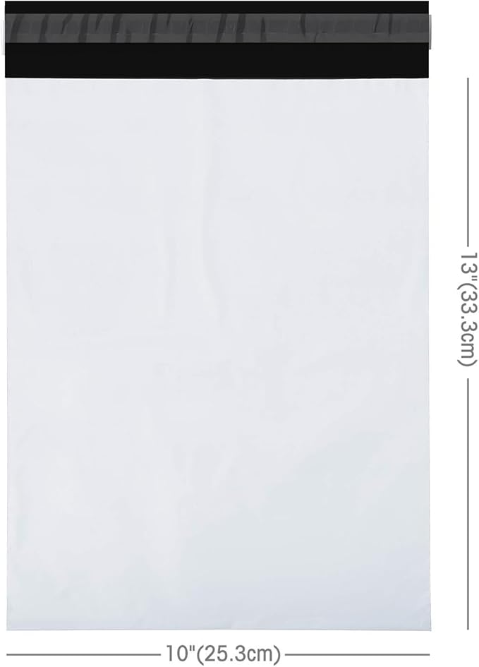 Fuxury 10x13 200 Pcs White Poly Mailers Shipping Envelopes, Self-Sealing Envelopes, Boutique Custom Bags, Enhanced Durability Multipurpose Envelope, Keep Items Safe & Protected