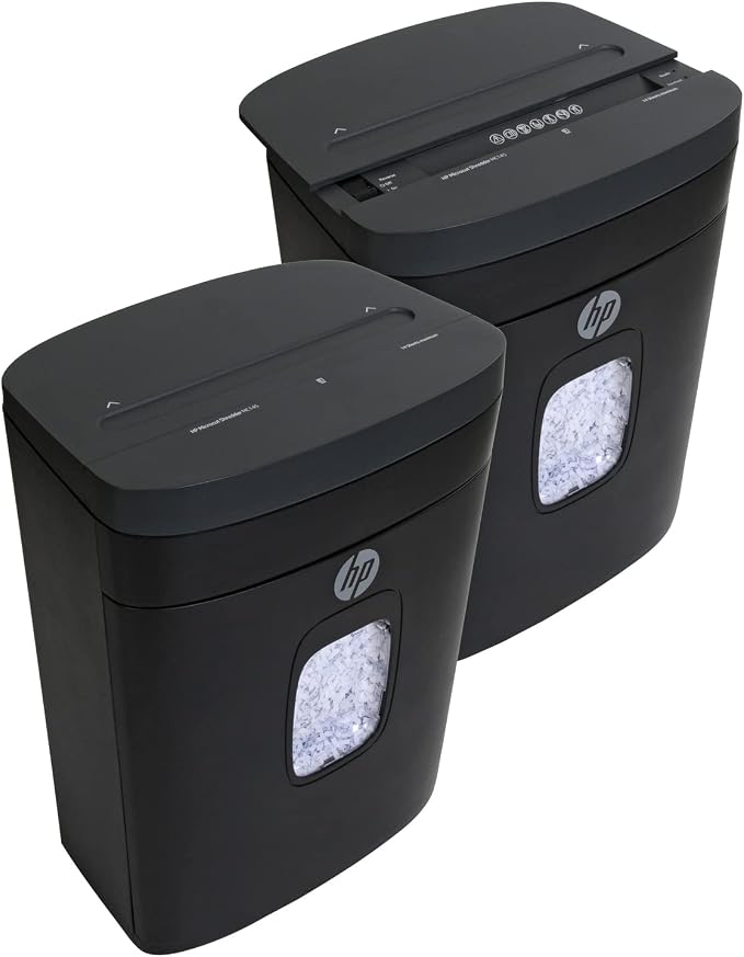 HP - Micro Cut Paper Shredder, 14-Sheet with Slide Top for Office | Micro Cut High Security Shredding, Slide Top Design, Pullout Basket, Rolling Casters, Home And Office Use