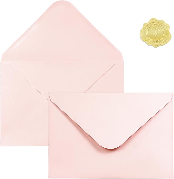 50 PCS Blush Pink Colorful A4 Envelopes,4x6 Envelopes for Invitations | 4x6 Envelopes for Greeting Cards, Great for Invitations, Wedding Invitation, Birthday, Baby Shower, Graduation