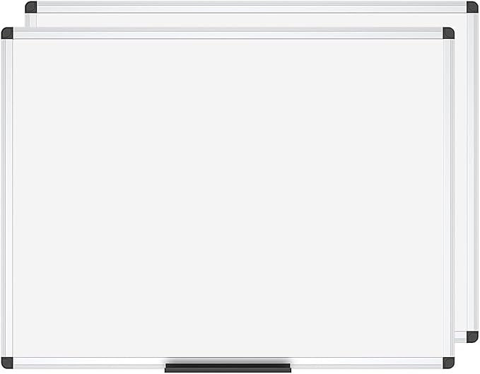 VIZ-PRO Magnetic Whiteboard/Dry Erase Board, 40 X 30 Inches, Pack of 2, Silver Aluminium Frame