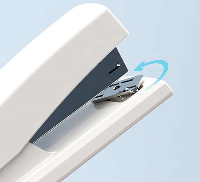 Labor Saving Black Desktop Staple, 4.8 Inch Stapler with 500 Pcs No.12 Staples for 20 Sheets Capacity (White)
