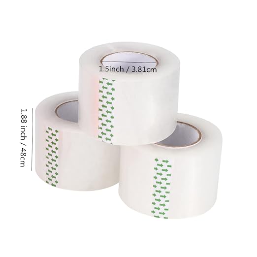 6 Rolls Clear Packing Tape - Quiet Packaging Tape 1.5 INCH Core Shipping Tape Refill Rolls Moving Tape for Packing Boxes, 2" x 25 Yards