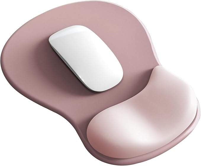 Mouse Pad with Wrist Rest,Ergonomic Mouse Pad with Comfortable Gel Wrist Rest Support and Non-Slip PU Base for Easy Typing Pain Relief, Durable and Washable (Gradient Pink White)